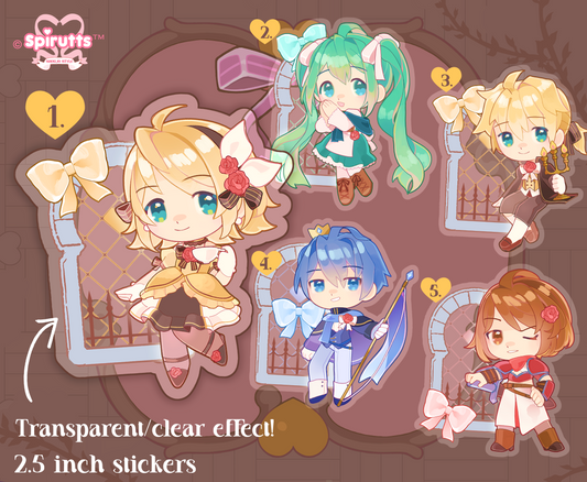 STICKER(s) - Daughter of Evil / Vocaloid collection - Glossy Vinyl Peelback/TRANSPARENT sticker effect