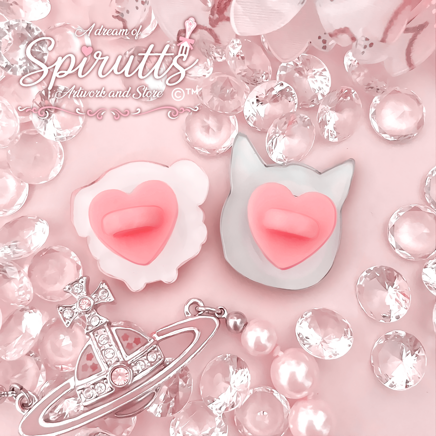 mini PIN(S) - Nana / Shoujo / Anime / Pink / JFashion - Acrylic Pins/Matching Pair/Pink heart rubber back