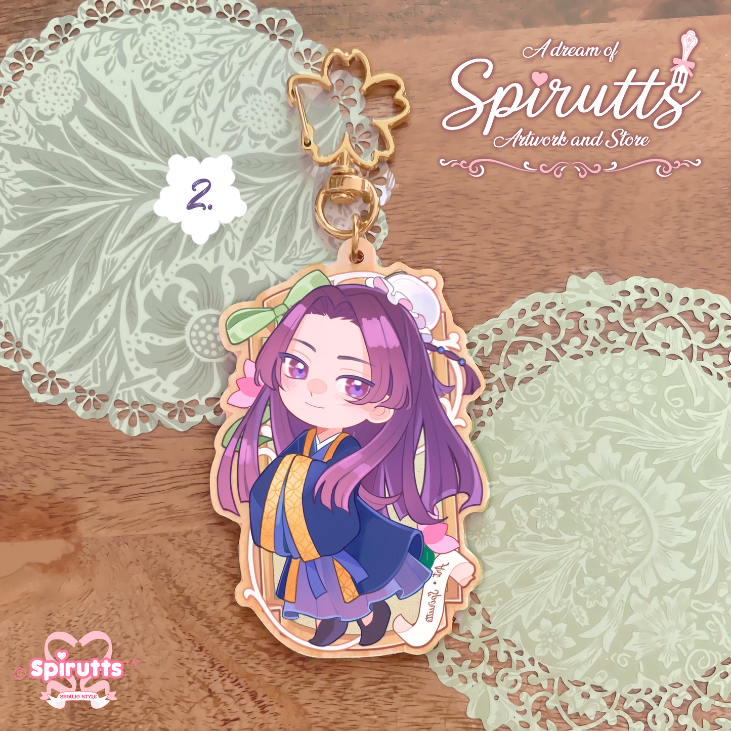 KEYCHAIN(S) - Medicine maker, poison taster / couples accessory / anime - Double-sided wooden charm / Matching Pair / Gold clip attachments
