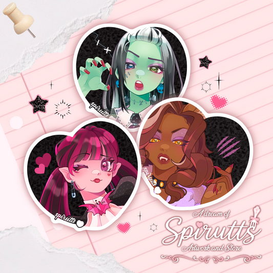 STICKER(S) - MH Ghouldfriends~! - Glossy Vinyl Peelback