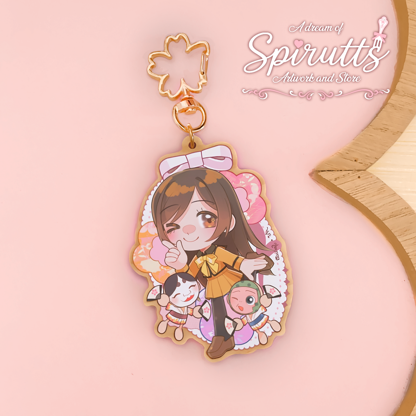 KEYCHAIN - Nanami, The Earth deity~! - Double-sided wooden charm / Gold clip attachment