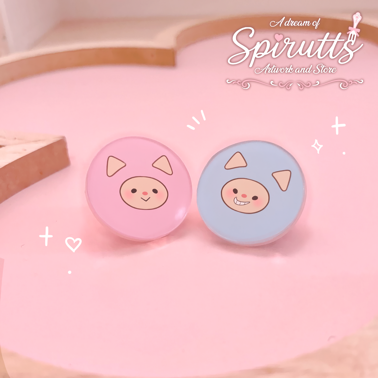 mini PIN(S) - "Say I love you" friend charms ~! - Acrylic Pins with Pink heart rubber back