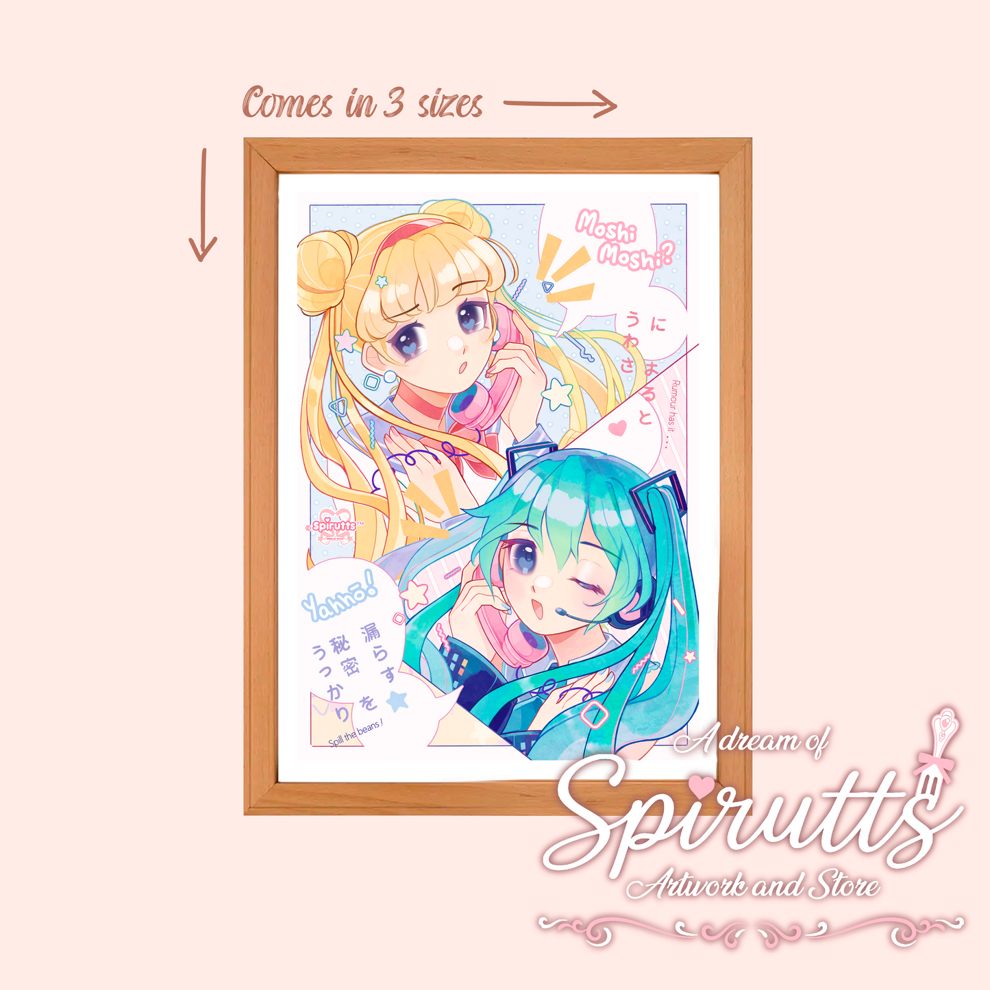 PRINT/POSTER - Moshi Moshi, Miku-san? ~ thick glossy paper / multiple sizes