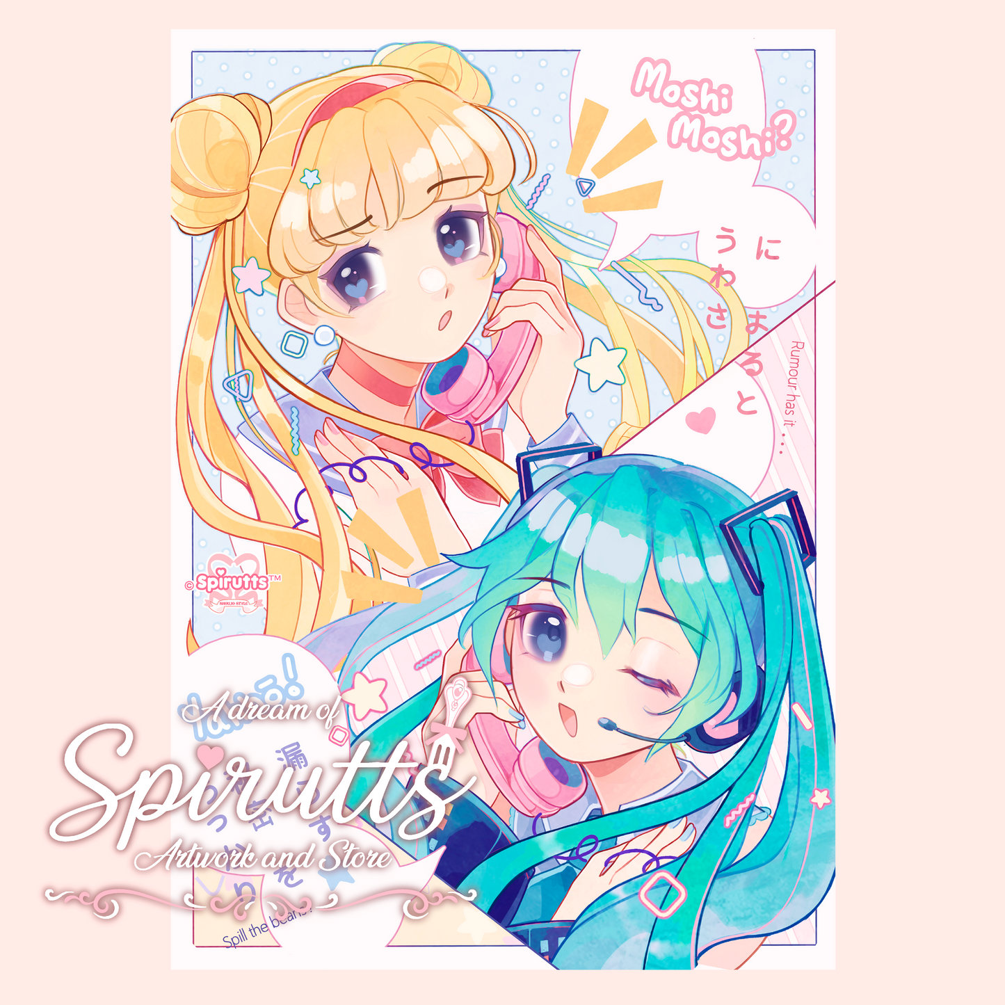 PRINT/POSTER - Moshi Moshi, Miku-san? ~ thick glossy paper / multiple sizes