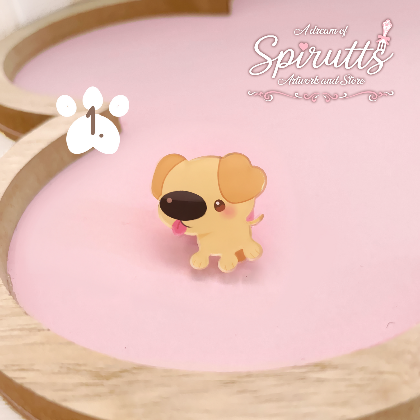 mini PIN(S) - Dogs! - Acrylic Pins with Pink heart rubber back