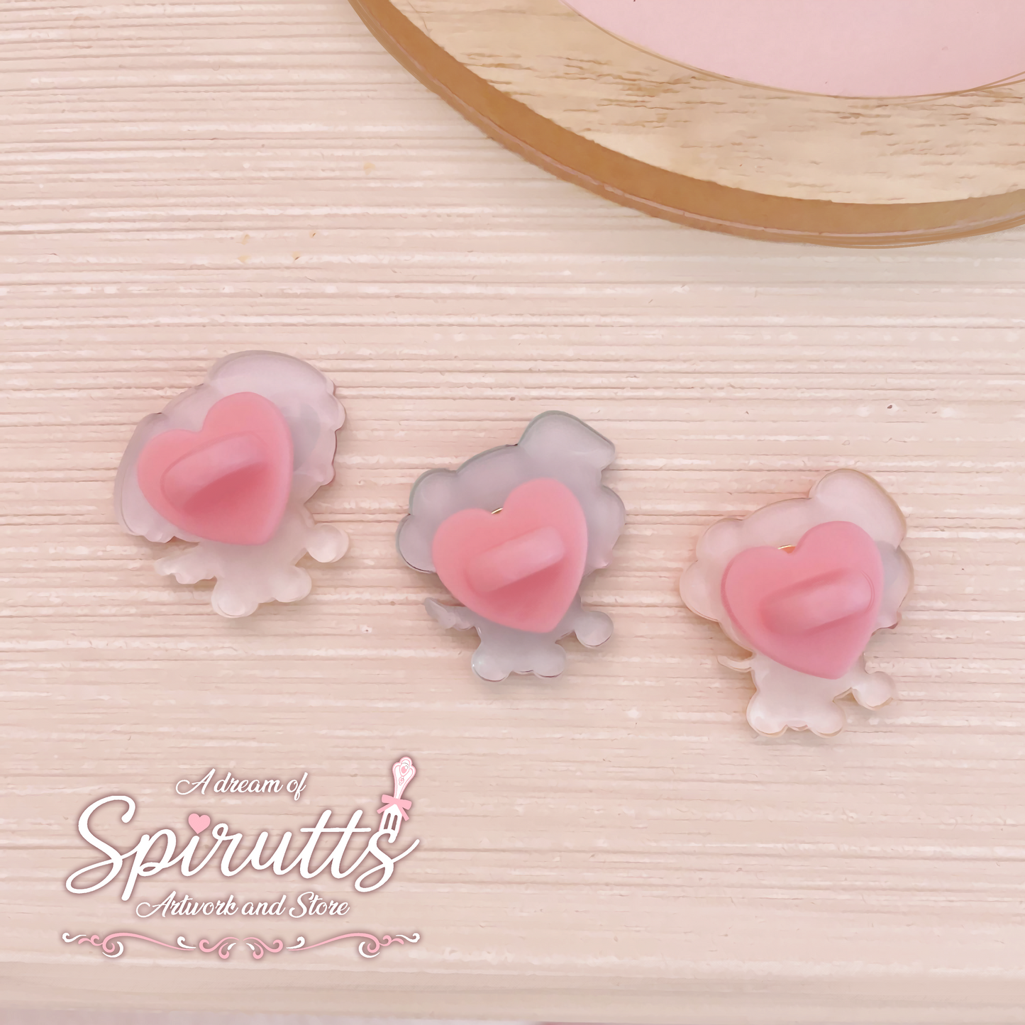 mini PIN(S) - Kitty Cats - Acrylic Pins with Pink heart rubber back