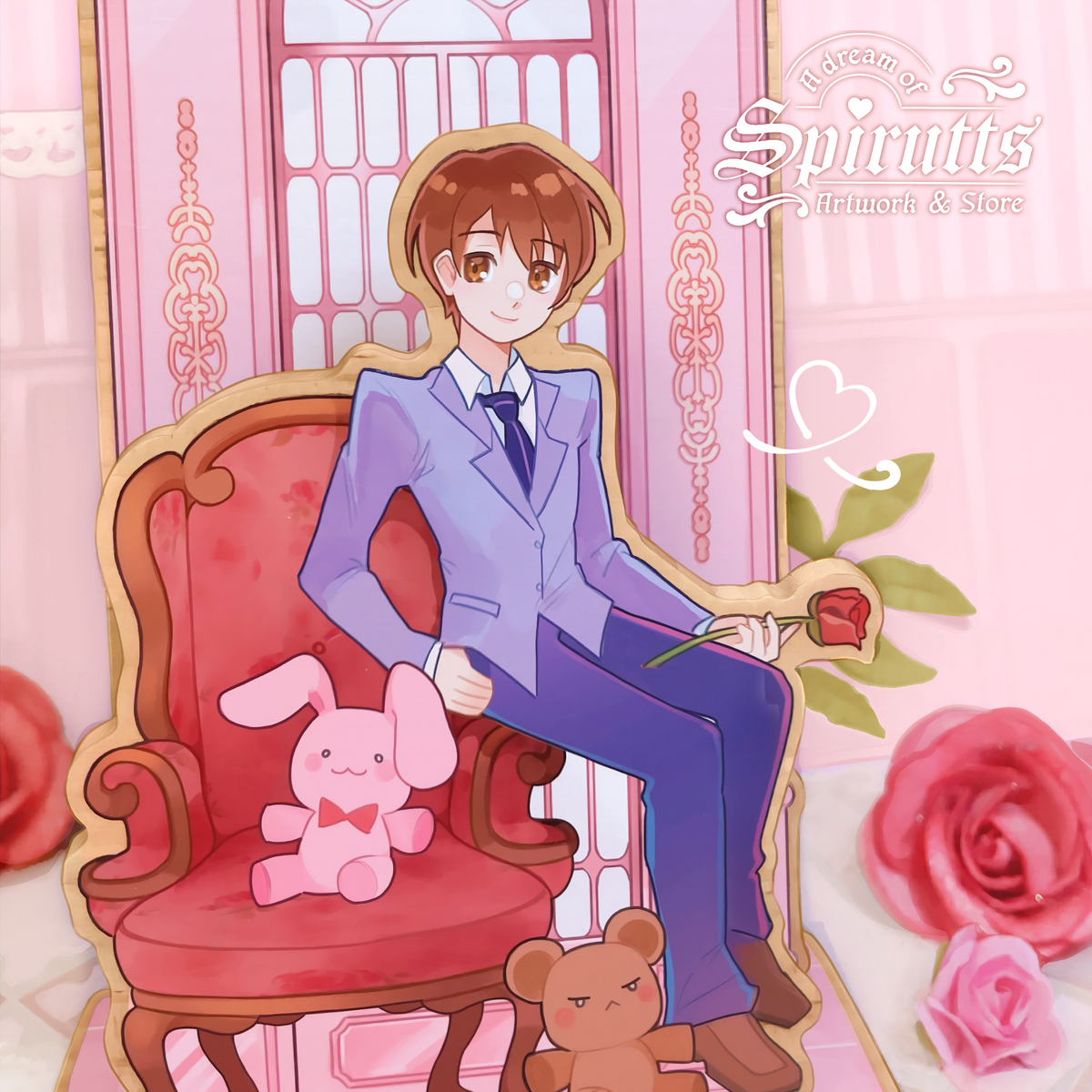 STANDEE / FIGURE - "The Host Club welcomes you~!" - Natural Wooden Standee