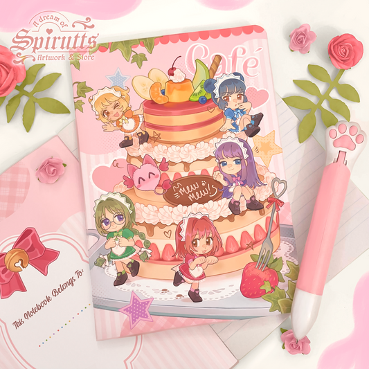 NOTEBOOK - Welcome to the Mew Mew Café~! A5 staple binder / Lined paper