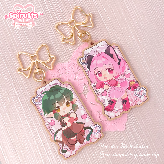 KEYCHAIN(s) - Mew Mew couple! - Double-sided wooden charm/Matching Pair/Gold clip attachments/Vocaloids