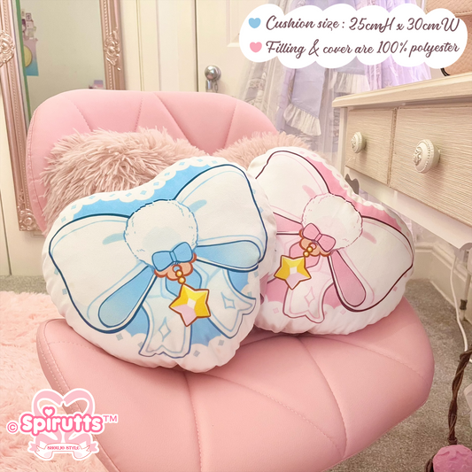 CUSHION - Heart Bows! - Soft plush fabric / 100% Poly / Double-sided
