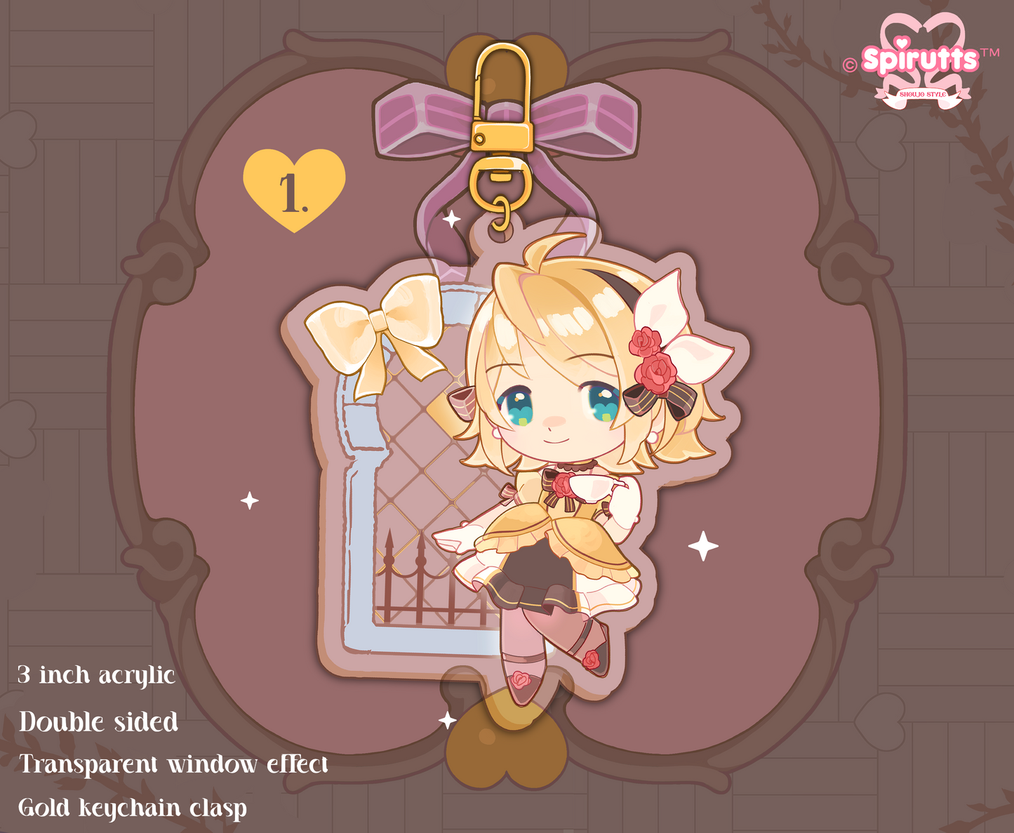 KEYCHAIN(s) - Daughter of Evil - Double-sided acrylic/Matching Pair/Gold clip attachments/Vocaloids