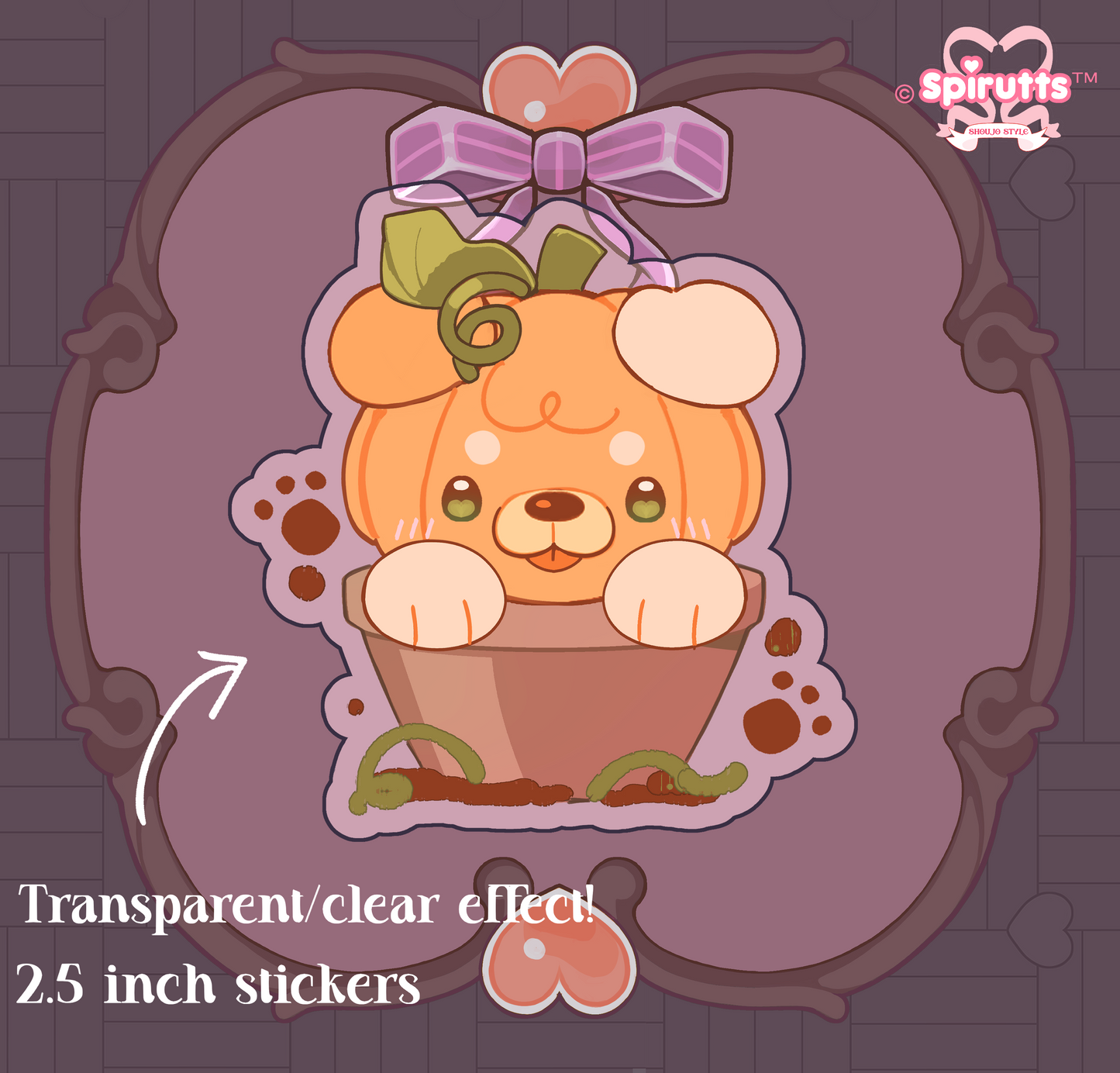 STICKER - Pumpkin Puppy! - Glossy Vinyl Peelback/TRANSPARENT effect