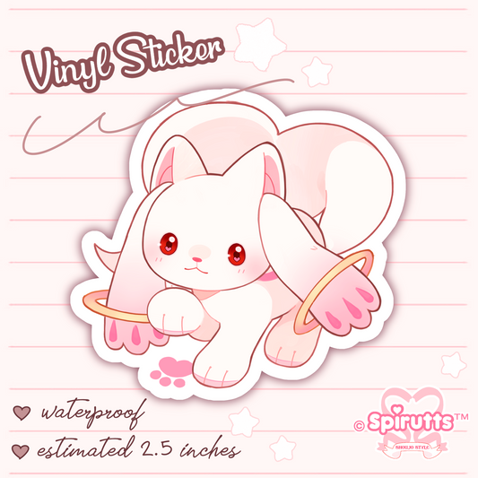 STICKER - Kyubey~! "Do you want to make a contract?" - Glossy / Vinyl / Peelback / Waterproof / Cute / Anime / Cartoon / Magical Girl