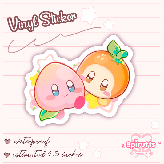 STICKER - Peaches and Oranges friends - Glossy / Vinyl / Peelback / Waterproof / Cute / Anime / Cartoon / Gaming