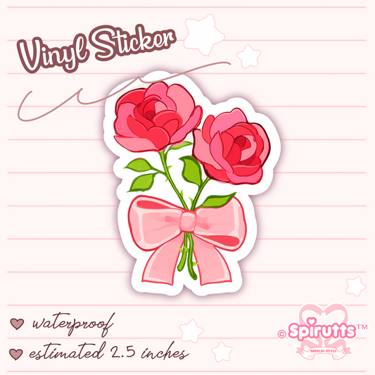 STICKER - Bow and Rose's - Glossy / Vinyl / Peelback / Waterproof / Cute / Anime / Cartoon