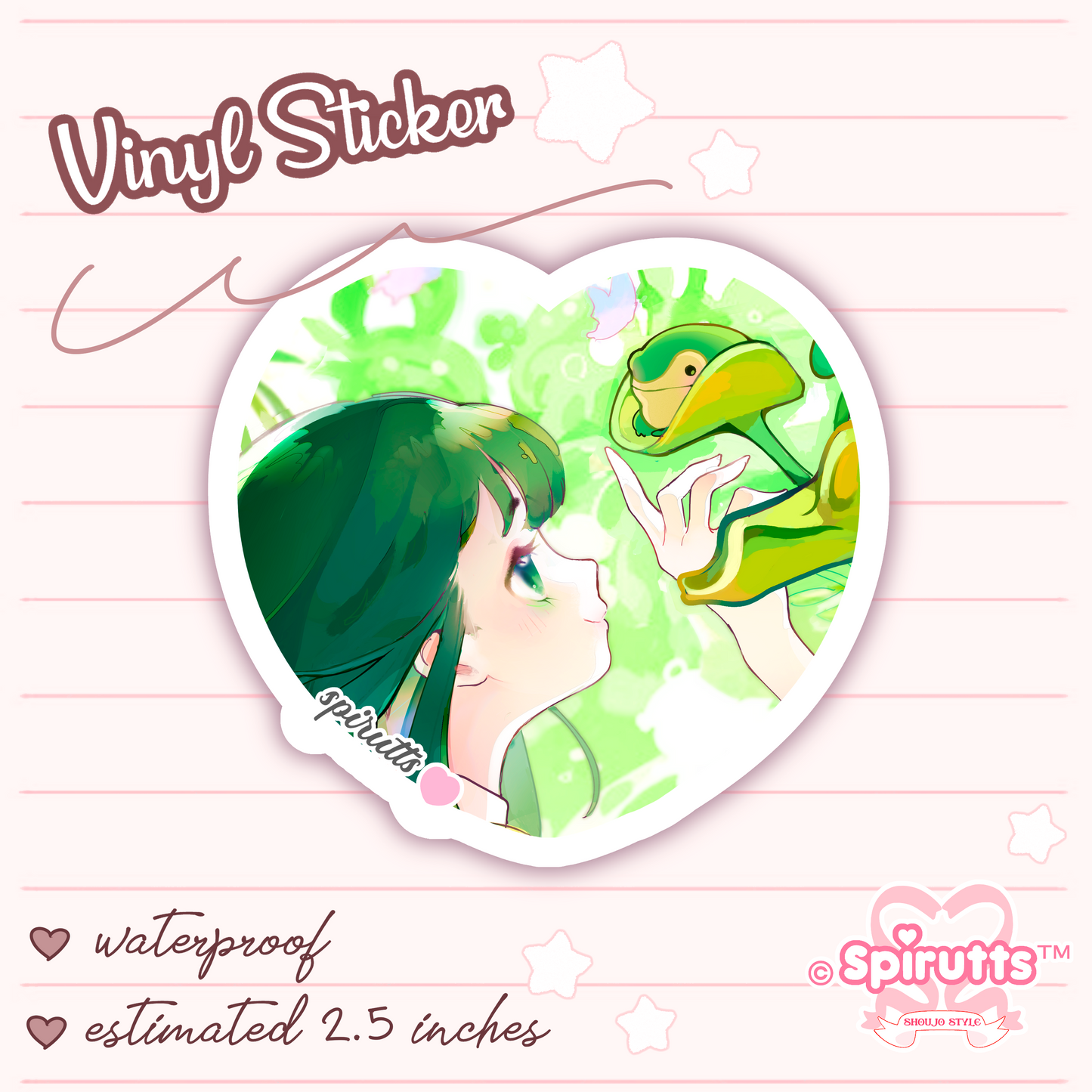 STICKER - Shoujo Froppy and frog - Glossy / Vinyl / Peelback / Waterproof / Cute / Anime / Cartoon