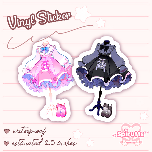 STICKER - Sweet and Gothic lolita fashion dress's - Glossy / Vinyl / Peelback / Waterproof / Cute / Anime / Cartoon / Dress-up~!