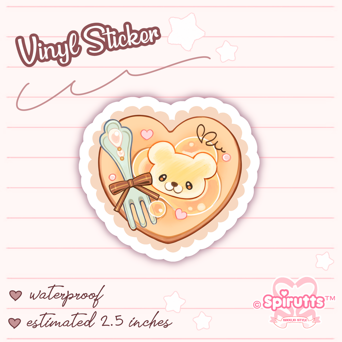 STICKER - Sweet honey and strawberry pancakes~! - Glossy / Vinyl / Peelback / Waterproof / Cute / Anime / Cartoon