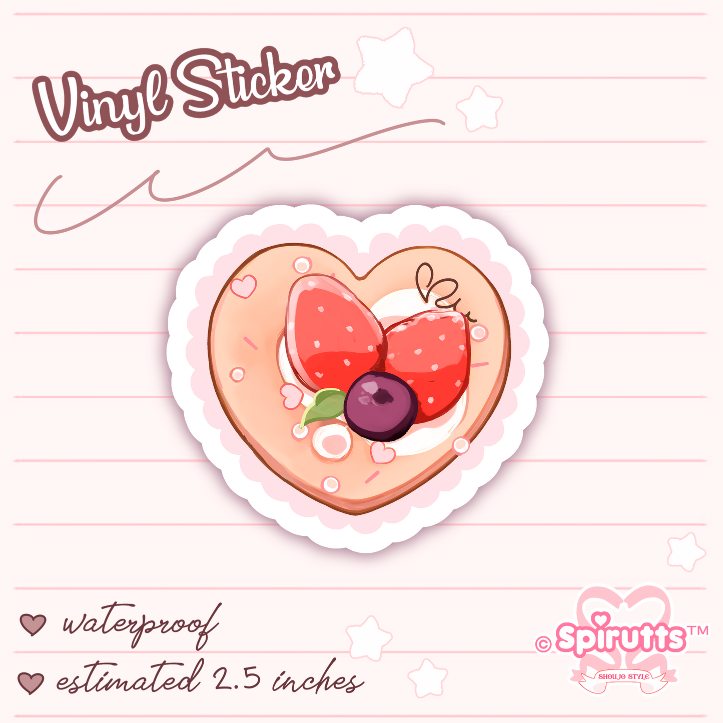 STICKER - Sweet honey and strawberry pancakes~! - Glossy / Vinyl / Peelback / Waterproof / Cute / Anime / Cartoon