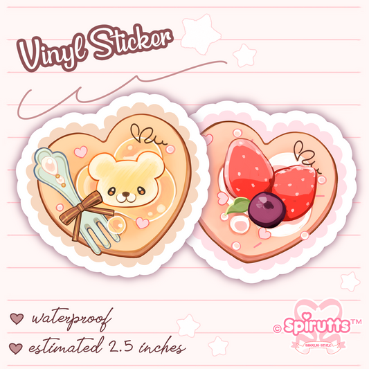 STICKER - Sweet honey and strawberry pancakes~! - Glossy / Vinyl / Peelback / Waterproof / Cute / Anime / Cartoon