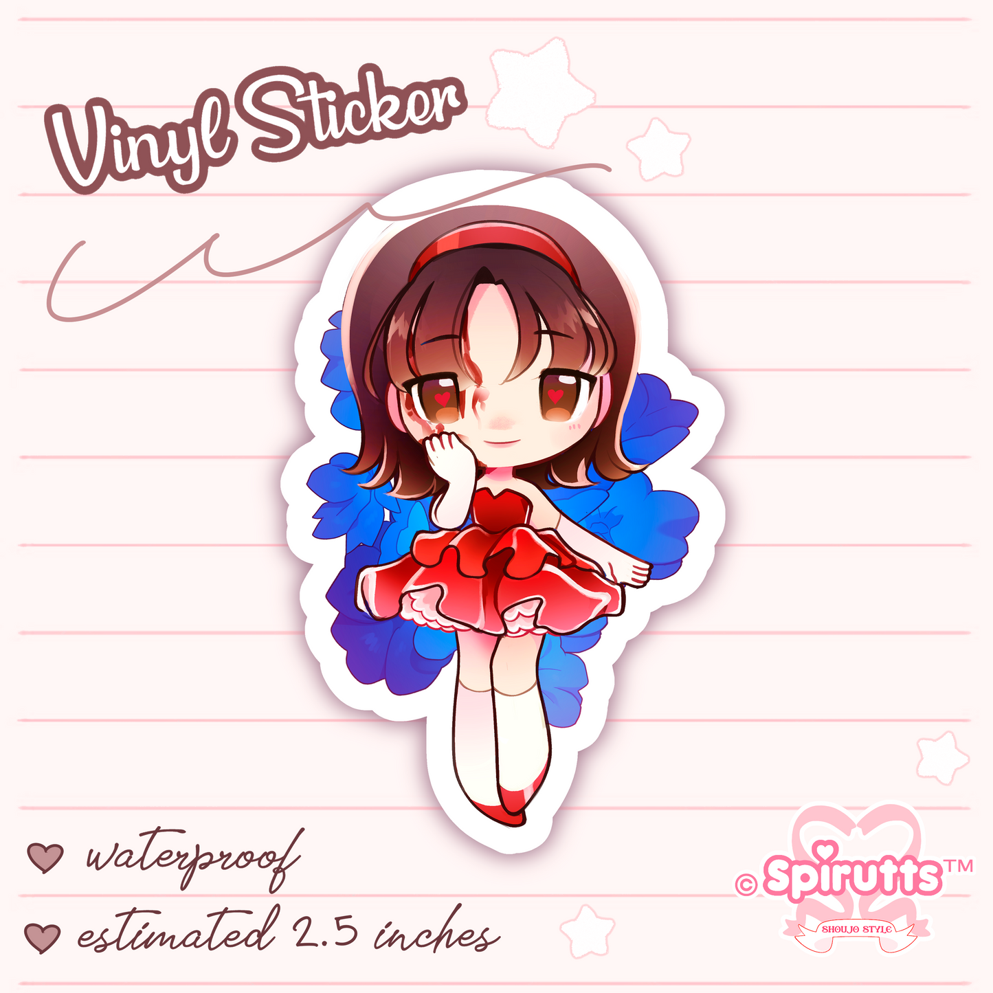 STICKER - "Whose the real Mima~?" - Glossy / Vinyl / Peelback / Waterproof / Cute / Anime / Cartoon / Horror