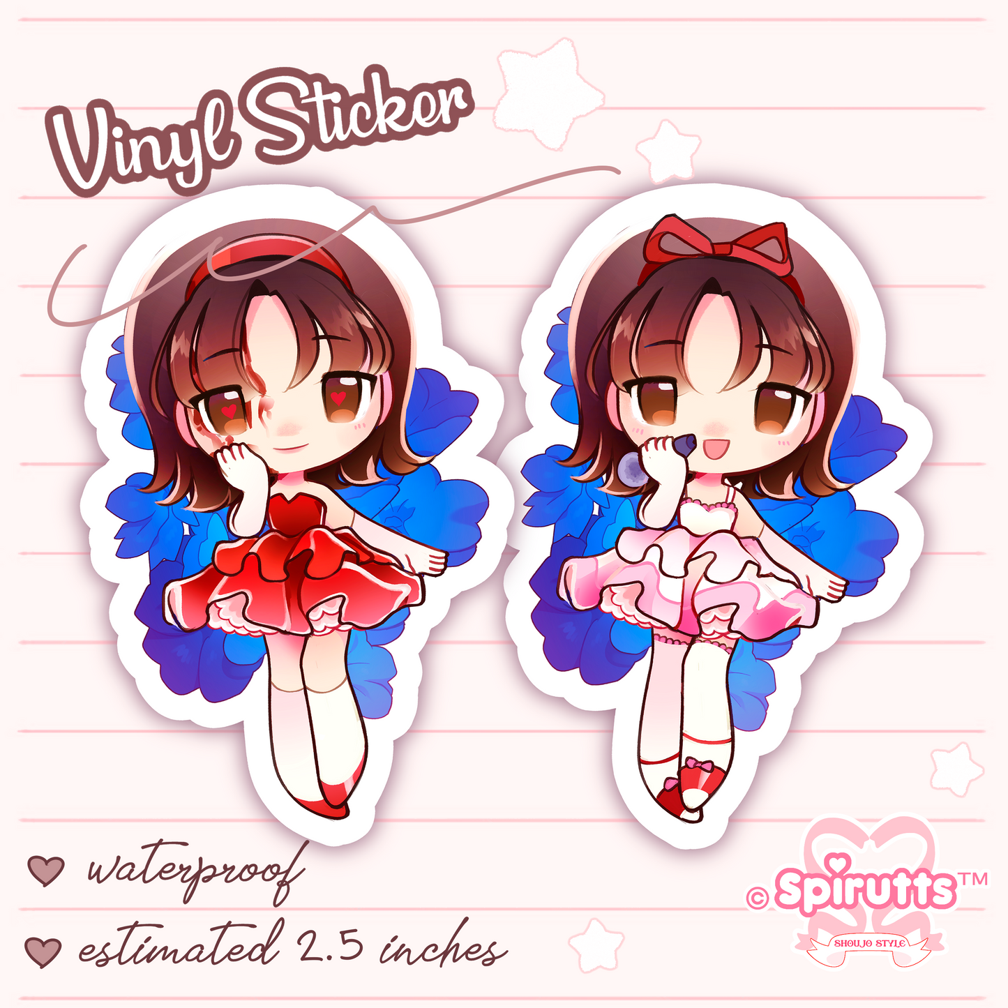 STICKER - "Whose the real Mima~?" - Glossy / Vinyl / Peelback / Waterproof / Cute / Anime / Cartoon / Horror