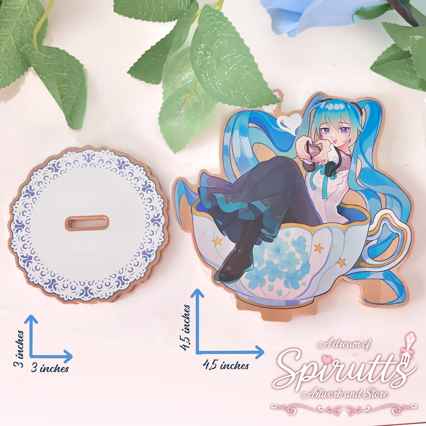 STANDEE / FIGURE - Tea time Miku~! - Wooden Standee / Desk Display