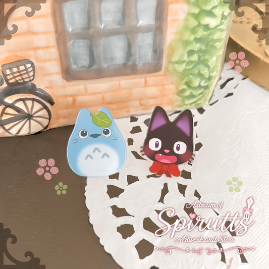 mini PIN(S) - Your Friendly Neighbours~! - Acrylic Pins with Pink heart rubber back