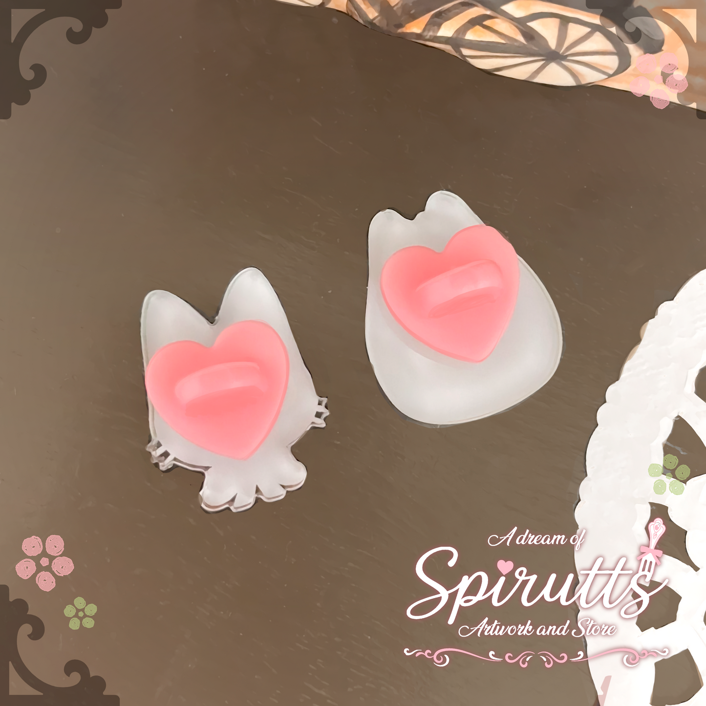 mini PIN(S) - Your Friendly Neighbours~! - Acrylic Pins with Pink heart rubber back