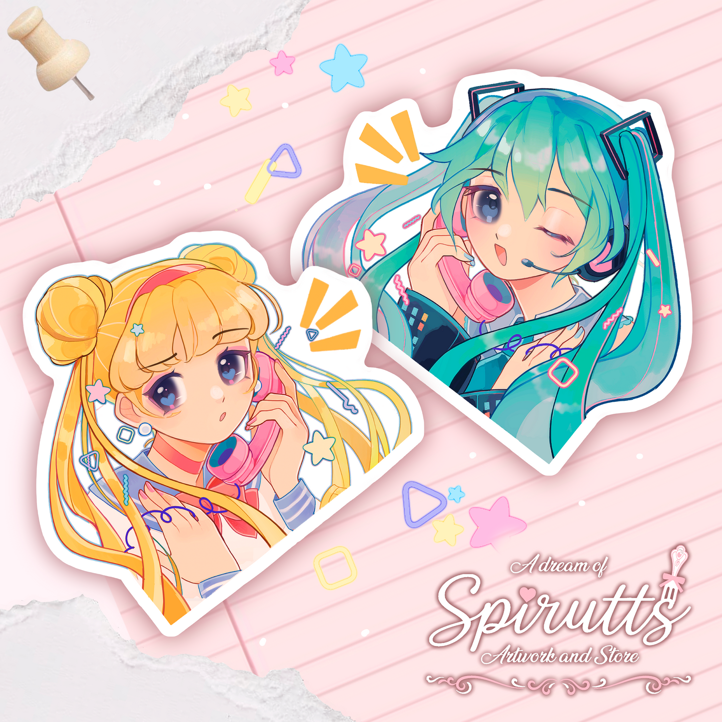 STICKER(S) - "Moshi moshi, Miku-san?" - Glossy Vinyl Peelback
