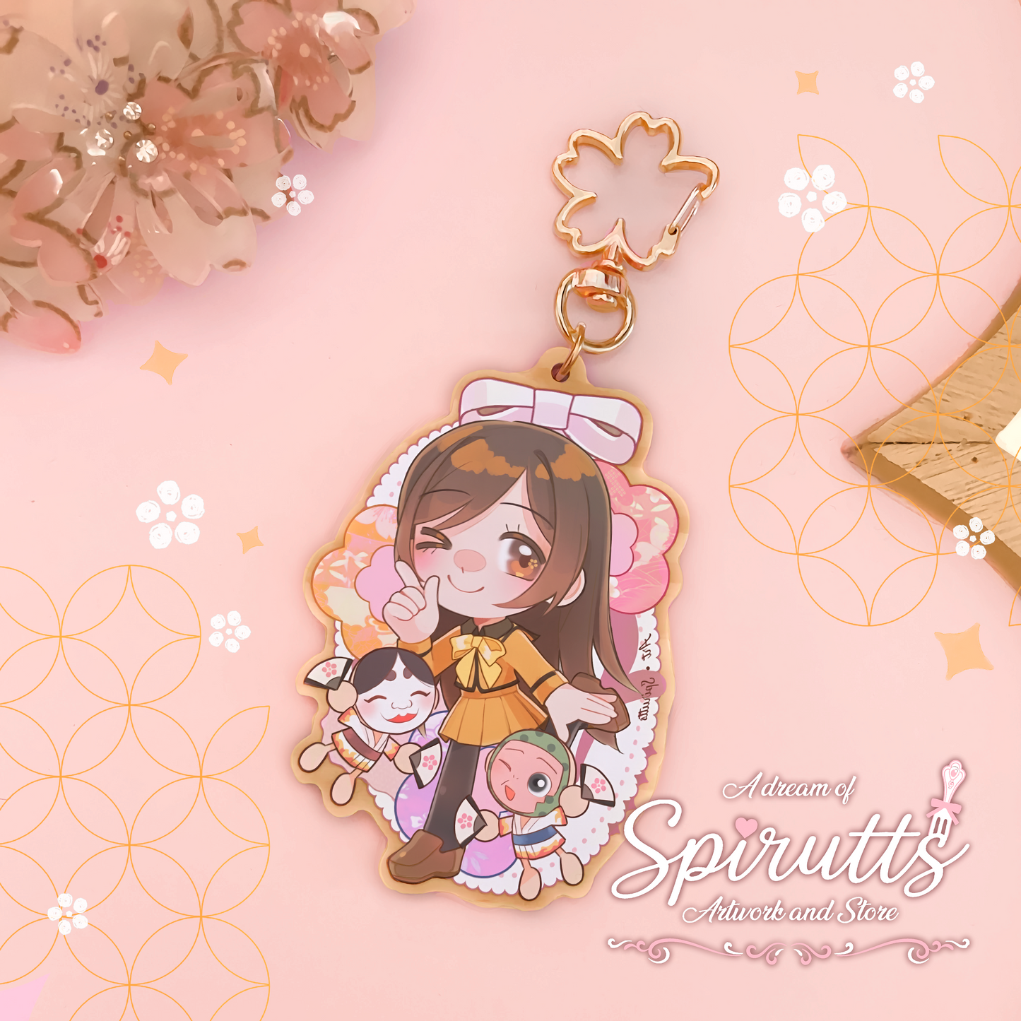 KEYCHAIN - Nanami, The Earth deity~! - Double-sided wooden charm / Gold clip attachment