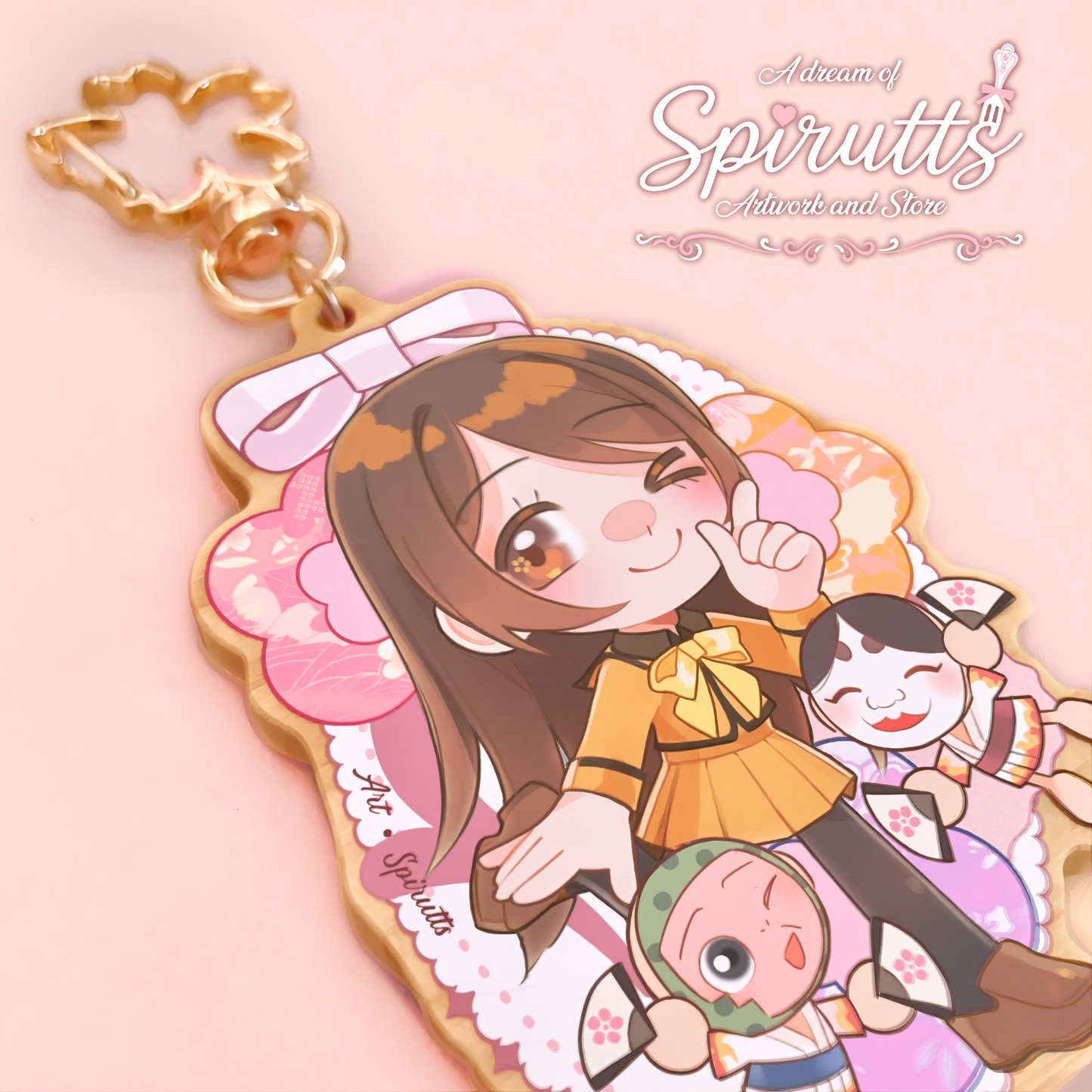 KEYCHAIN - Nanami, The Earth deity~! - Double-sided wooden charm / Gold clip attachment