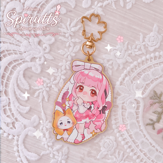 KEYCHAIN - Infinity Nikki~! - Double-sided wooden charm / Gold clip attachment