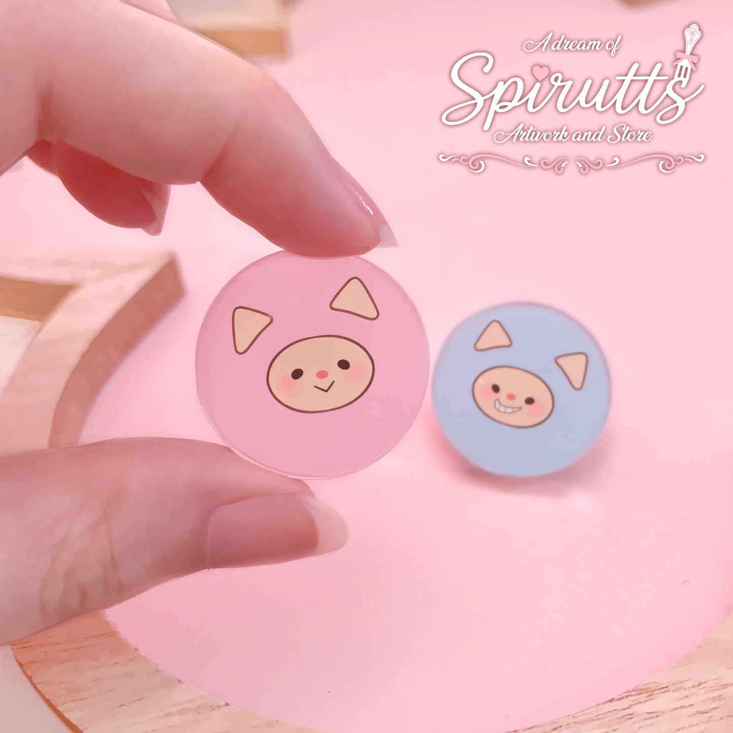 mini PIN(S) - "Say I love you" friend charms ~! - Acrylic Pins with Pink heart rubber back