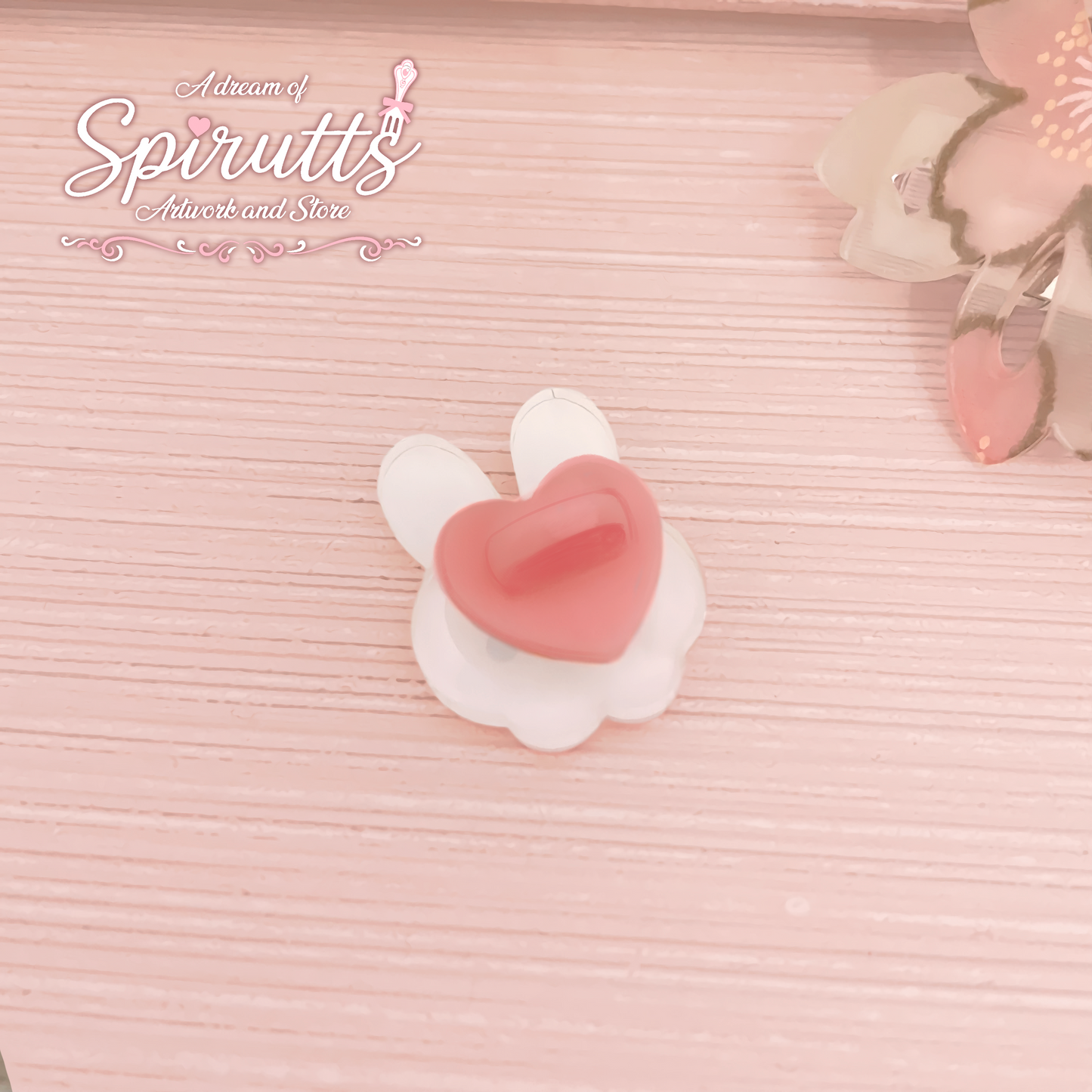 mini PIN(S) - Sweet Bunny Baby~! - Acrylic Pins with Pink heart rubber back