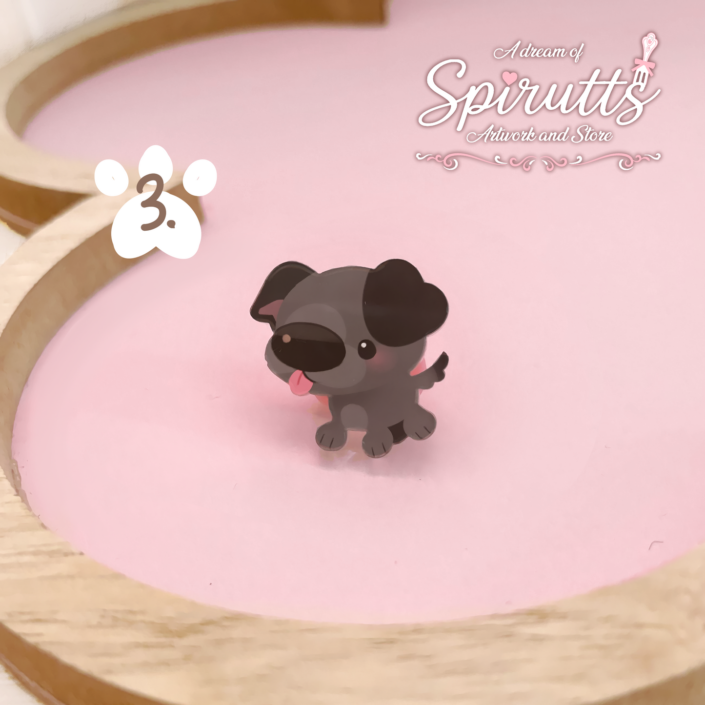 mini PIN(S) - Dogs! - Acrylic Pins with Pink heart rubber back