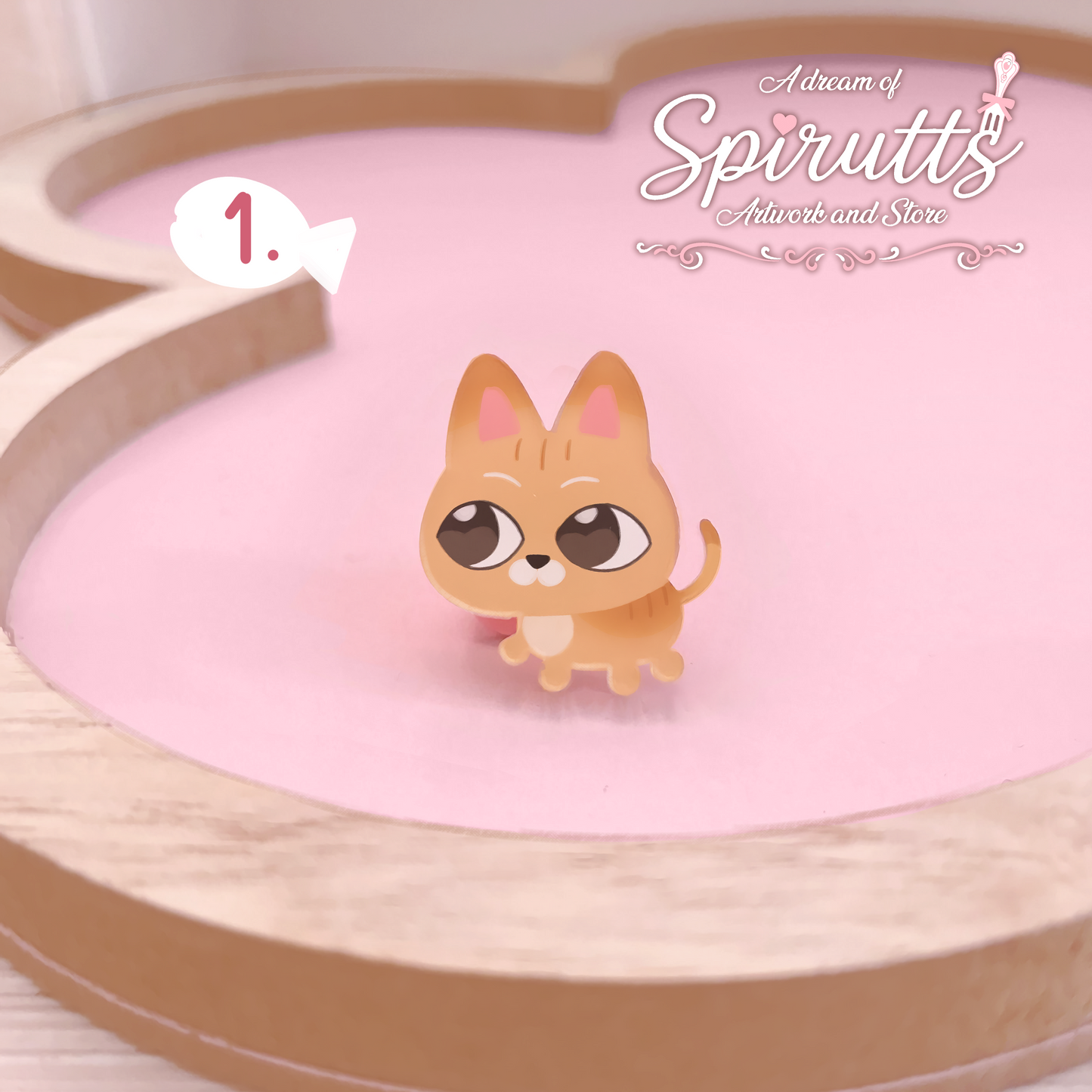 mini PIN(S) - Kitty Cats - Acrylic Pins with Pink heart rubber back