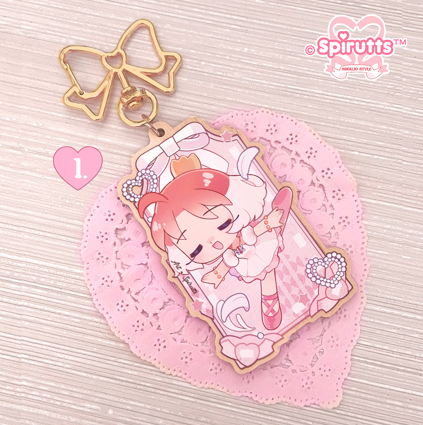 KEYCHAIN(S) - Princess Tutu / Anime / Swan Lake / Retro ballet magical girl - Double-sided wooden charm/Matching Pair/Gold clip attachments