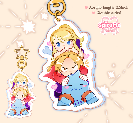 KEYCHAIN - Fullmetal squad - Double-sided acrylic/Star Gold Clip Chain