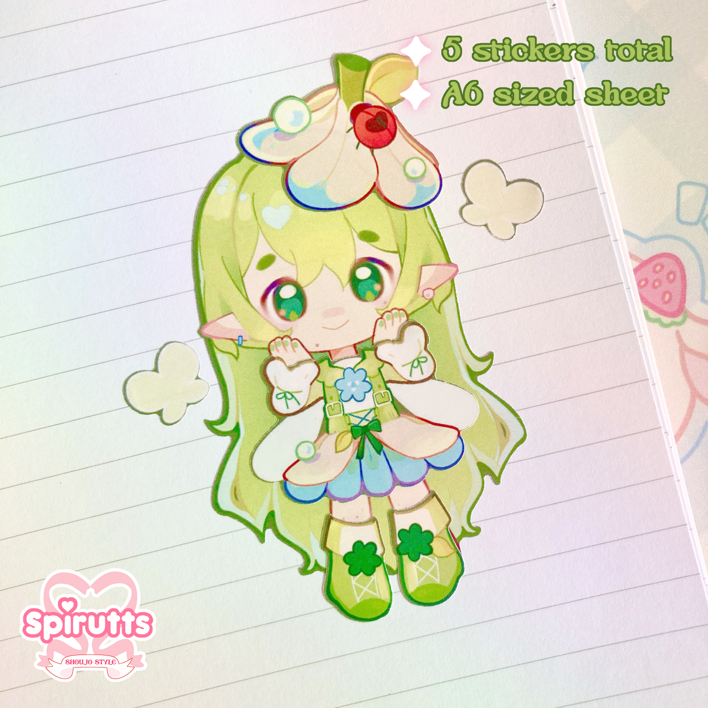 STICKER SHEET - Forest Fairy dress-up! - Glossy Vinyl peelback / 6 stickers total