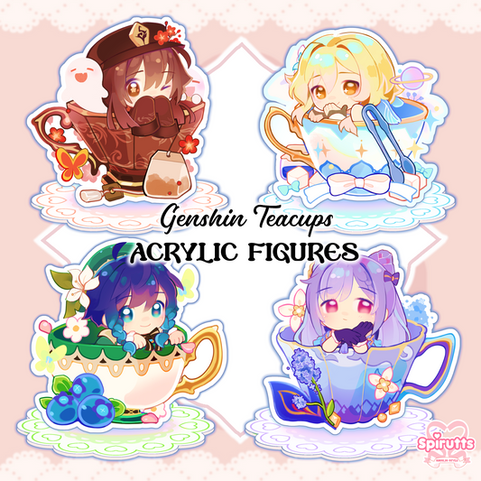 ACRYLIC FIGURE(s) / GenshinTeacup character designs! - double-sided acrylic / Frill shaped base