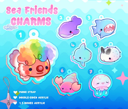 CHIBI CHARMS COLLECTION - Sea Friends! - Double-sided acrylic/phone-strap