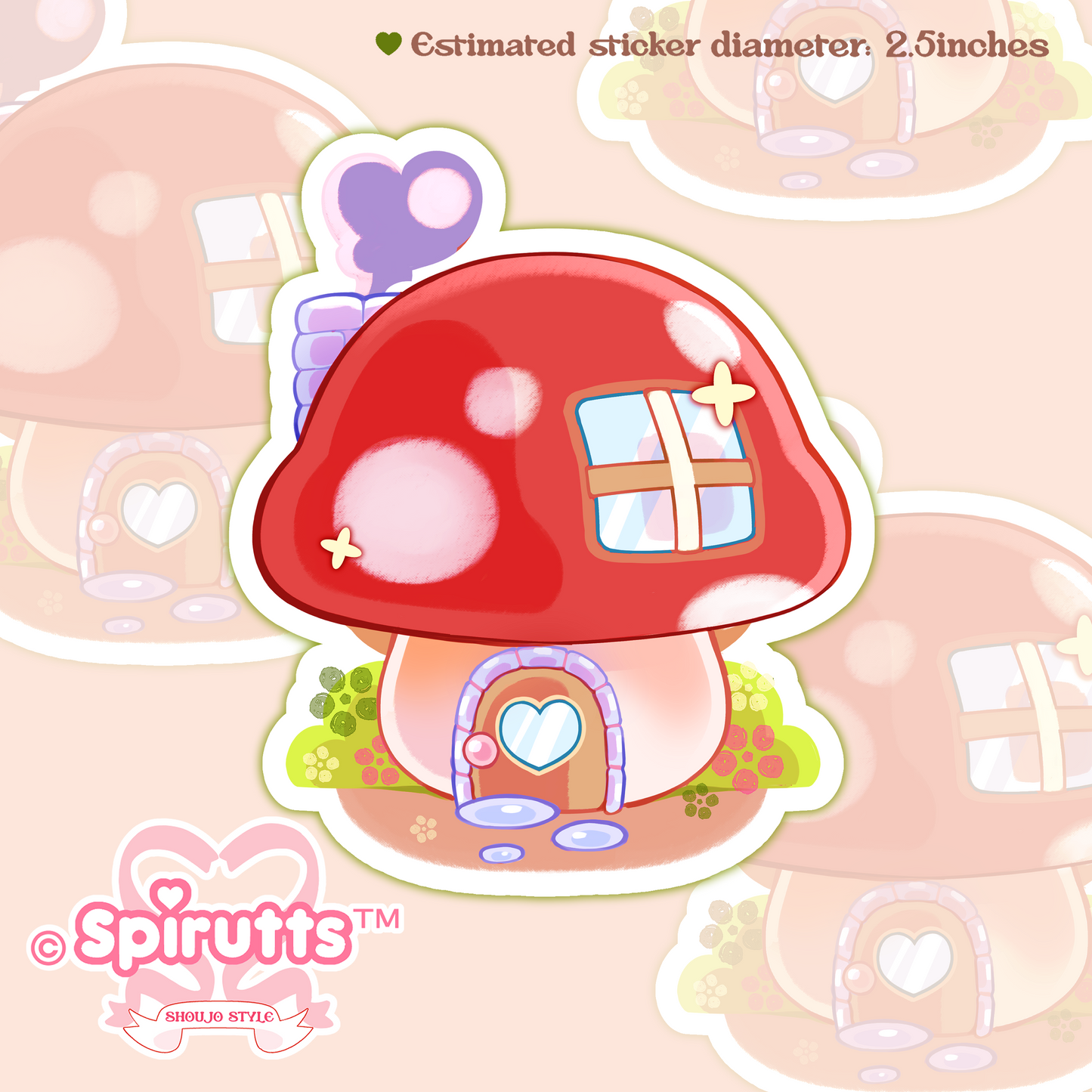 STICKER - Mushroom House - Glossy Vinyl Peelback