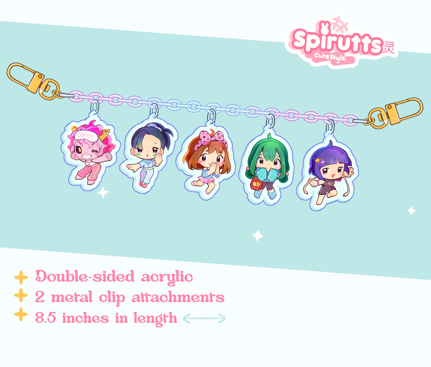 KEYCHAIN - SuperHero Slumber Party! - Double-sided acrylic/Charm Chain