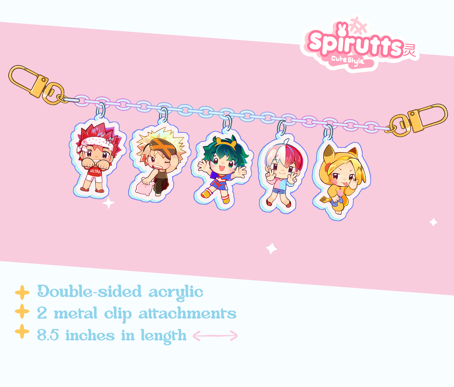 KEYCHAIN - SuperHero Slumber Party! - Double-sided acrylic/Charm Chain