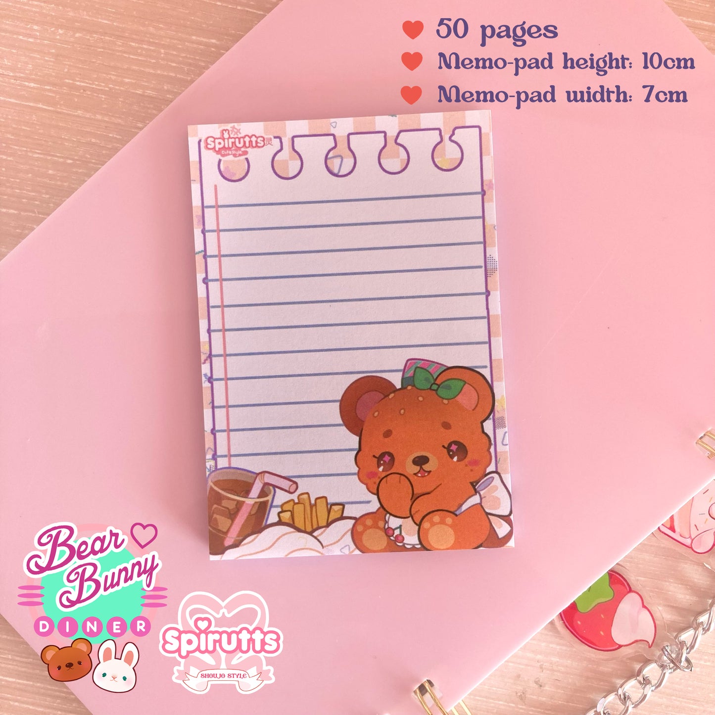 MEMO-PAD(S) - Bear & Bunny diner~! - repeating paper sheets / 50 pages