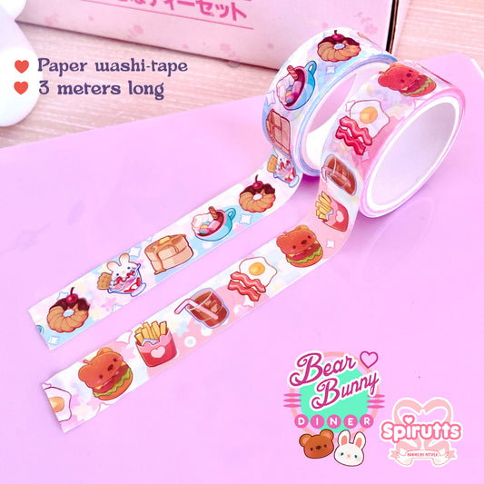 WASHI-TAPES(S) - Bear & Bunny foods~! - Paper washi-tapes / 3 meters long