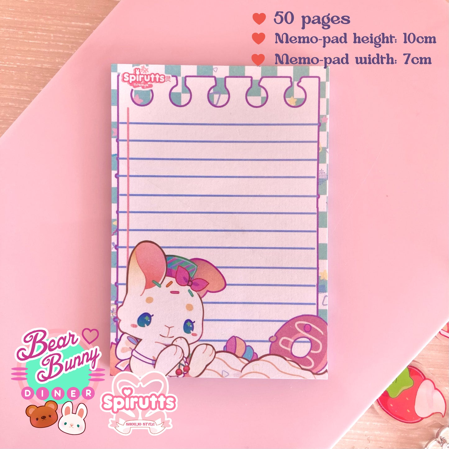 MEMO-PAD(S) - Bear & Bunny diner~! - repeating paper sheets / 50 pages