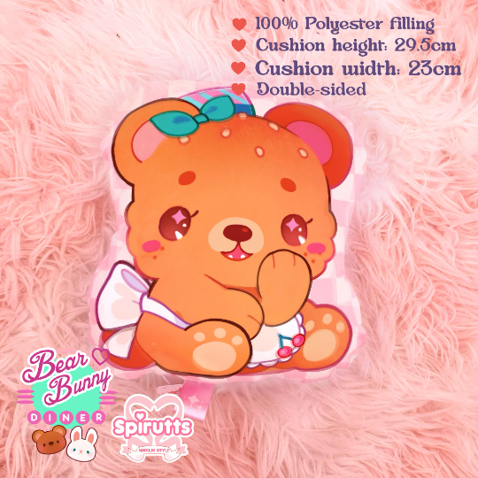 CUSHION(S) - Bear & Bunny diner~! - Soft plush fabric / 100% Poly / Double-sided